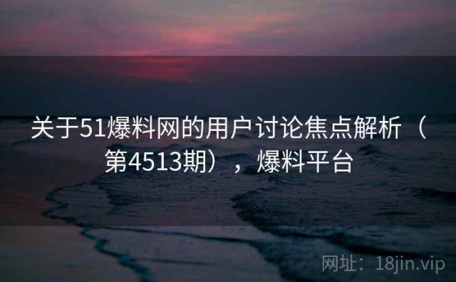 关于51爆料网的用户讨论焦点解析（第4513期），爆料平台