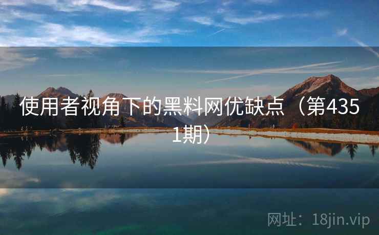 使用者视角下的黑料网优缺点（第4351期）